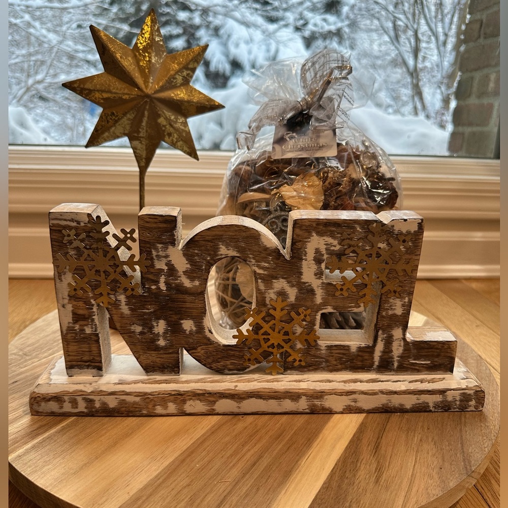 Holiday Decor with Gold Snowflakes